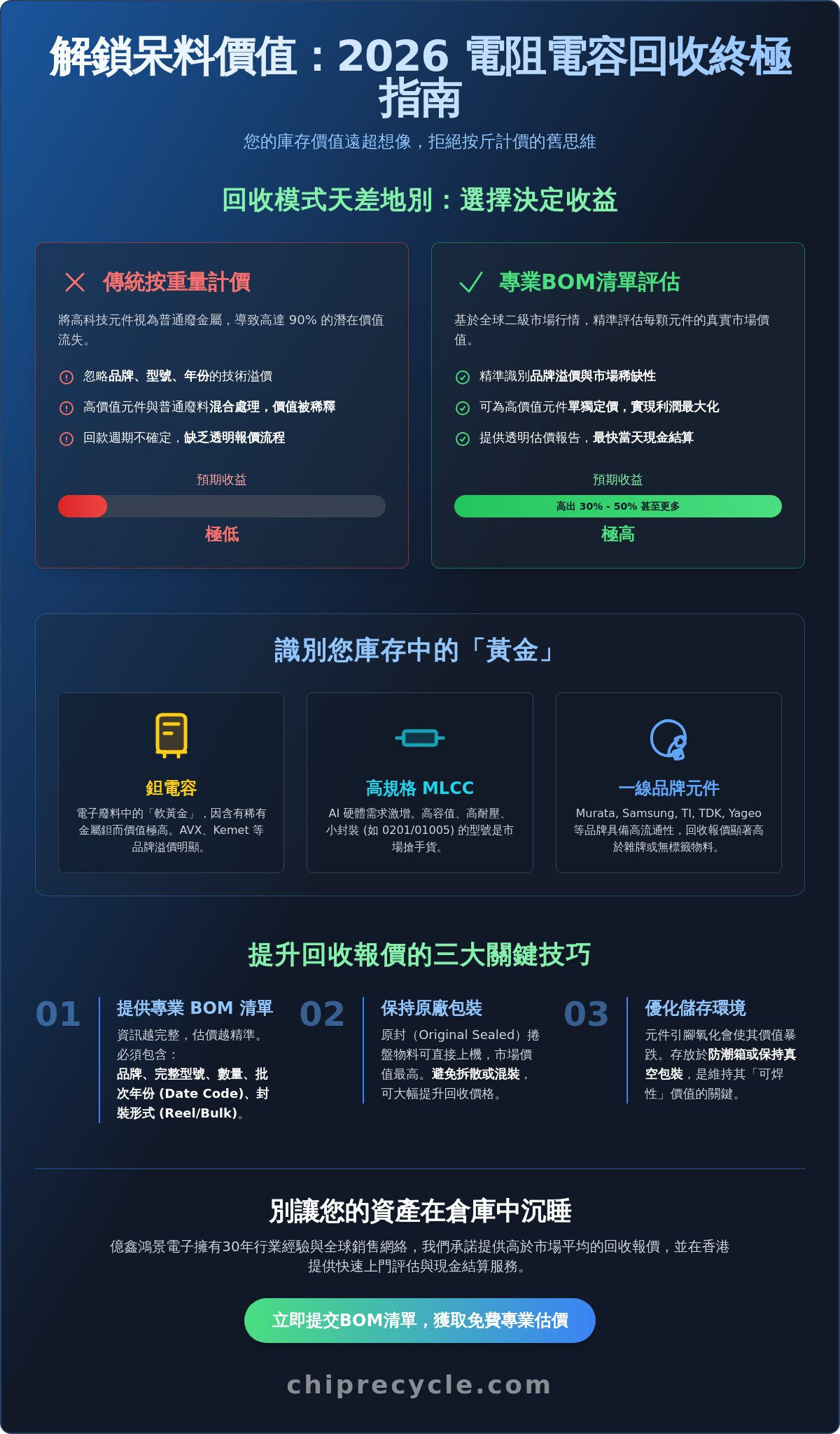2026 電阻電容回收價格全解析：企業如何實現積壓電子元件價值最大化